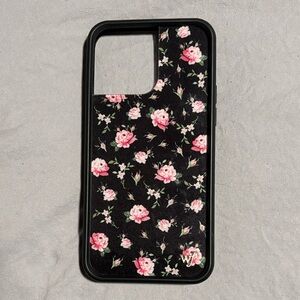 Black and Pink Floral iPhone 14 Pro Max Case